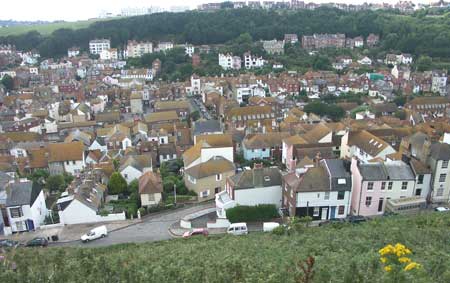 Ein Blick von oben auf Hastings.